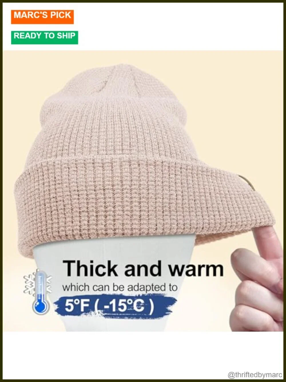 Merino Wool Blend Beanie, Warm Knit Hat for Ski Hiking & Outdoor, Slouch or